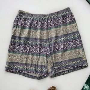 Patterned Elastic Waist Shorts